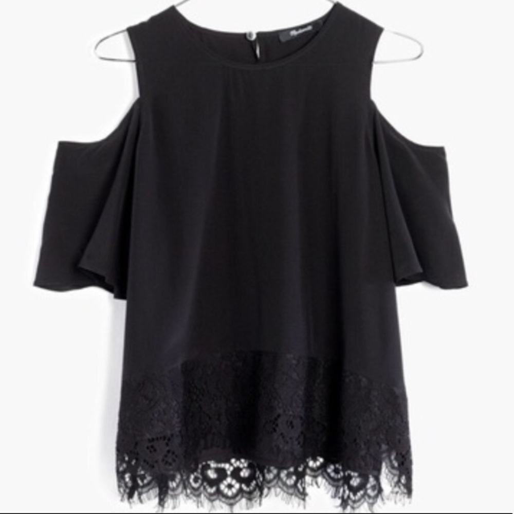 Madewell Lace Hem Cold Shoulder Top - Picture 2 of 4